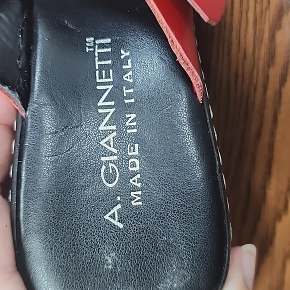 A. Gianetti red leather buckle wedge heels - Picture 5 of 6
